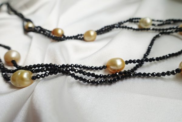Triple Layered South Sea Pearls and Spinel Endless Necklace