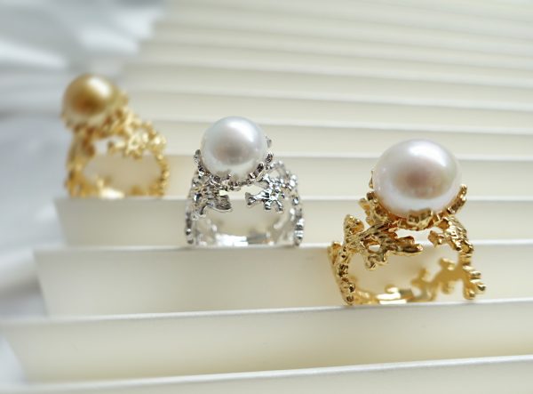 Coral Fresh Water Pearl Ring