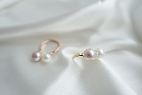 Chic Duo Fresh Water Pearl Adjustable Open Ring