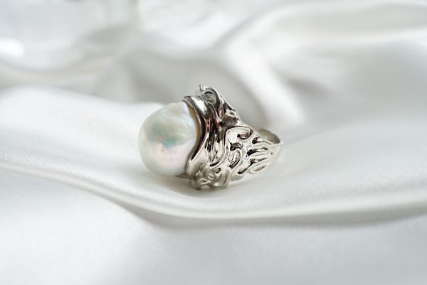 Statement Baroque Fresh Water Pearl Solid Wide Ring Band Adjustable Open Ring