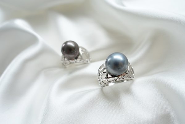 Tahitian Pearl Hollow Band Adjustable Open Ring