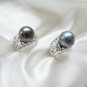Tahitian Pearl Hollow Band Adjustable Open Ring