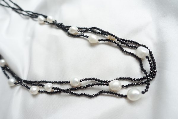 Triple Layered Fresh Water Pearl and Spinel Endless Necklace