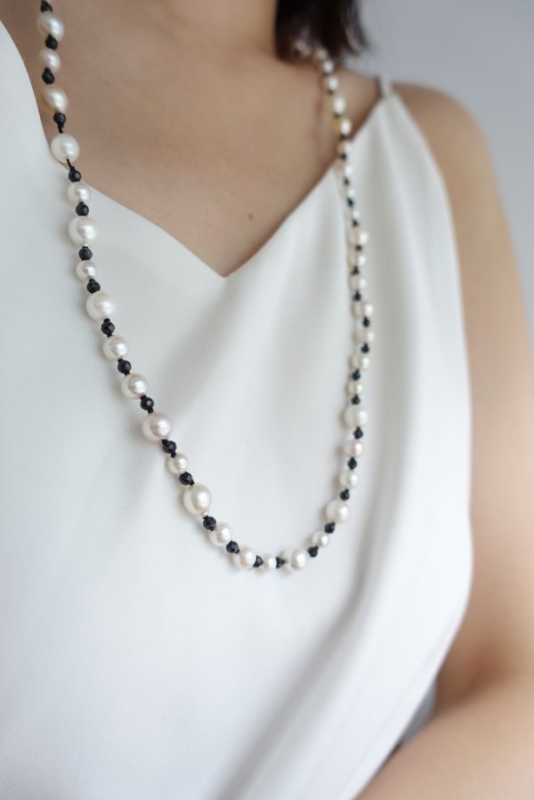 5-8mm Akoya Pearl and Spinel Endless Necklace