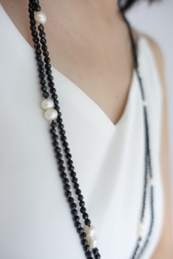Double Layered Fresh Water Pearl and Spinel necklace