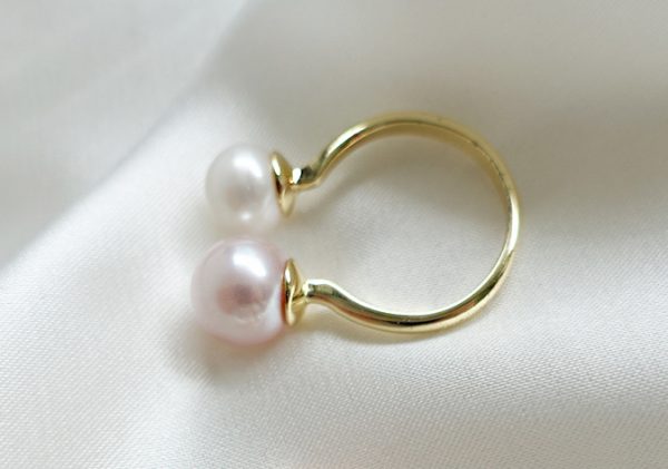 Chic Duo Fresh Water Pearl Adjustable Open Ring