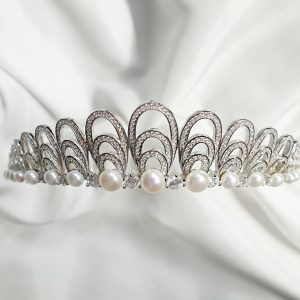 Scallop Freshwater Pearl Tiara Diamante Wedding Tiara