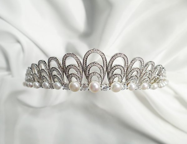 Scallop Freshwater Pearl Tiara Diamante Wedding Tiara